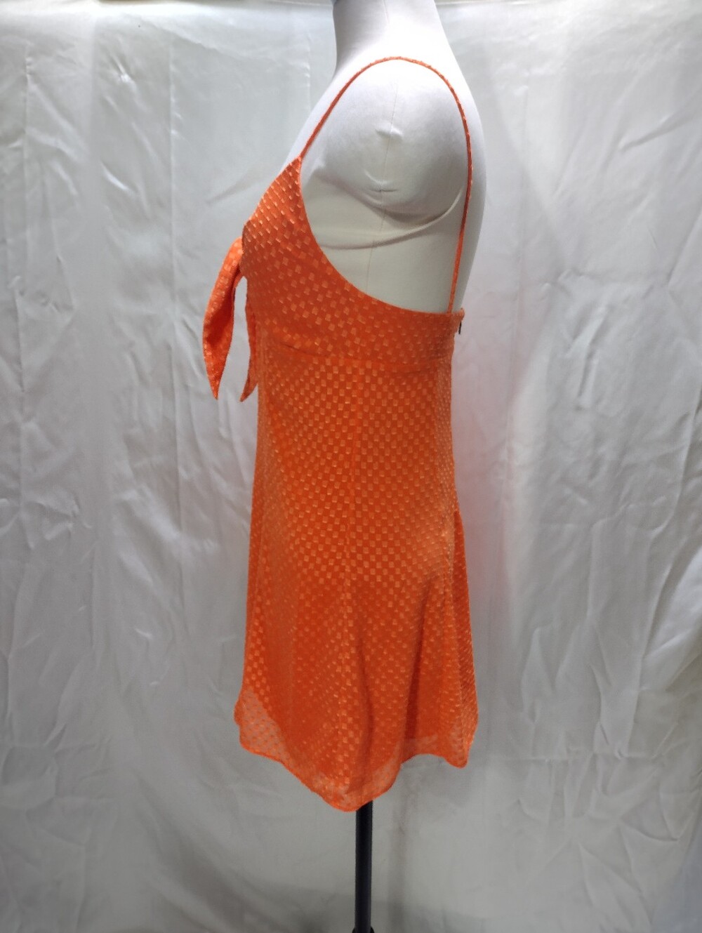 Alice + Olivia Dress Roe Mini Front Tie in Monarch Orange Size 0 - Picture 4 of 10